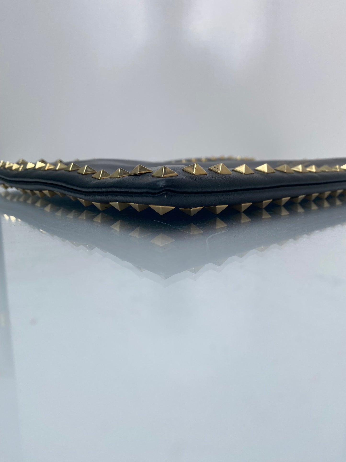 Valentino Black & Gold Rockstud Clutch