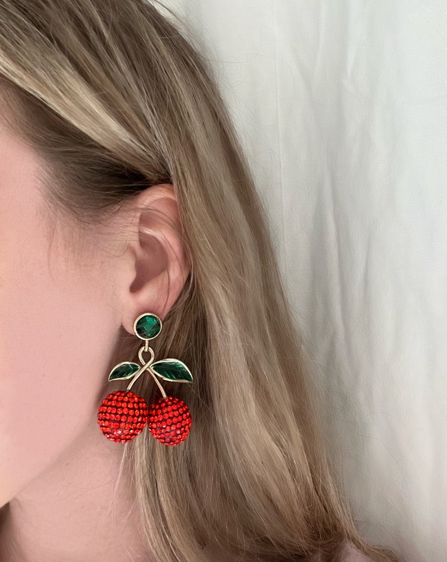Dannijo Gold Plated Glass Crystal Cherry Drop Earrings