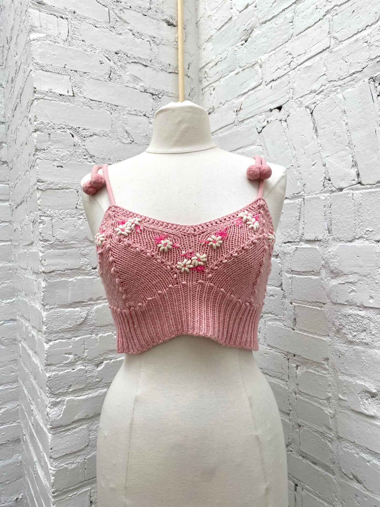 LoveShackFancy Pink Knit Top, XS
