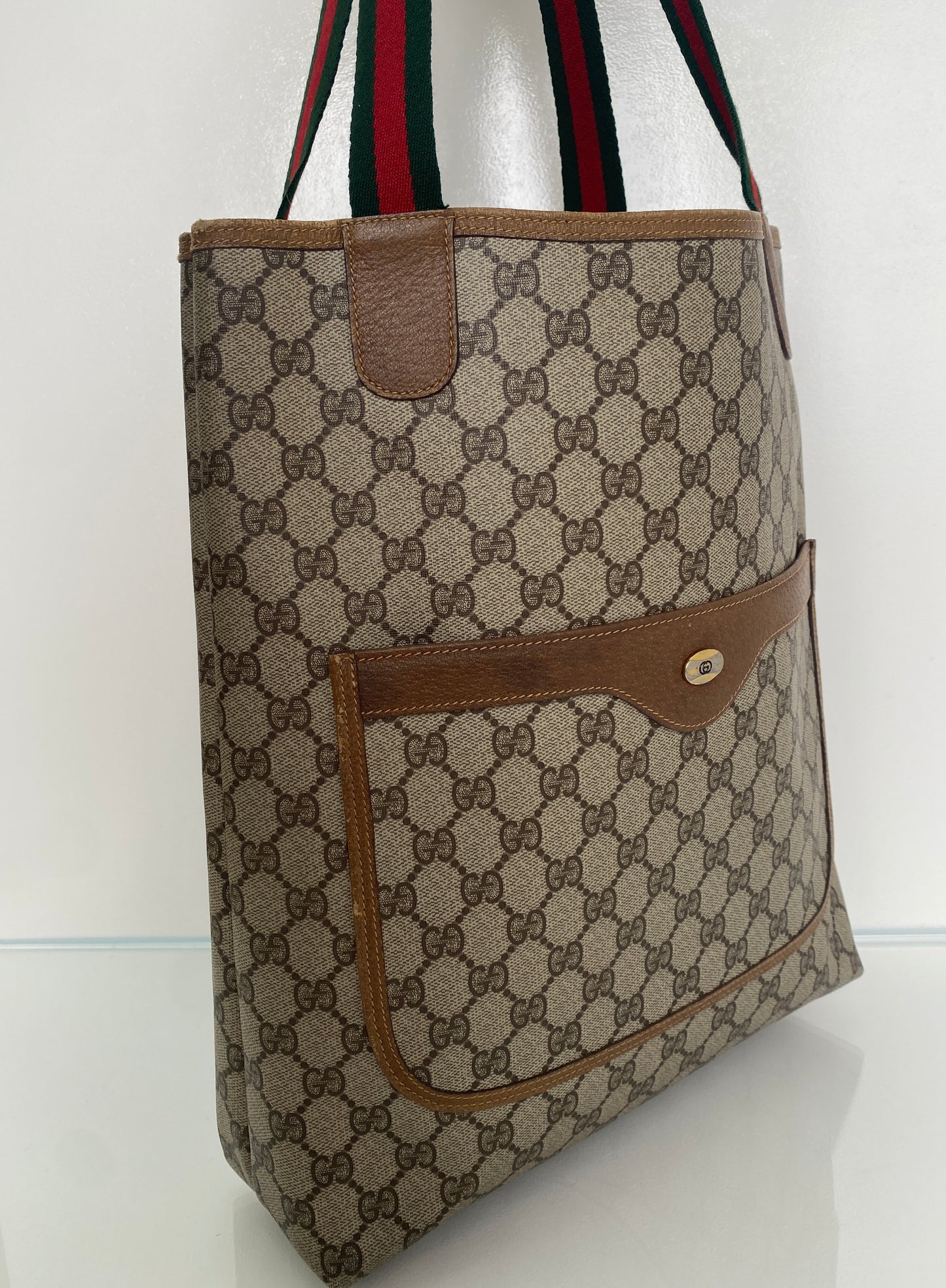 Gucci Web Stripe Strap GG Supreme Tote