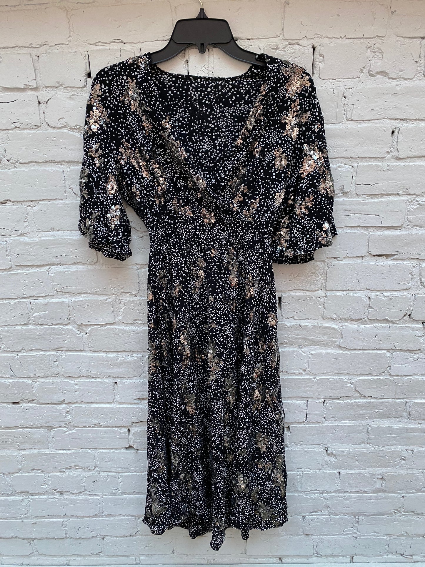 Maje Black & White Dot Sequin Dress, S