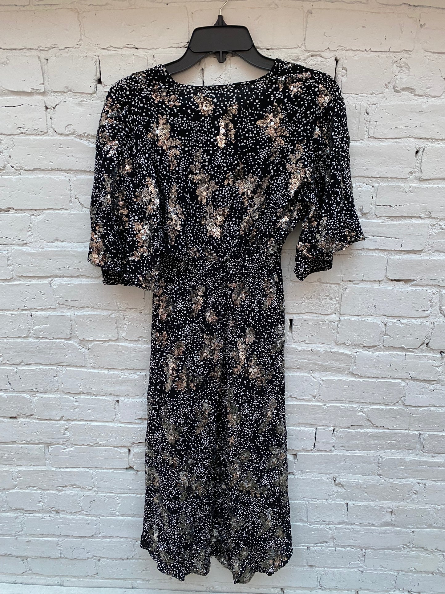 Maje Black & White Dot Sequin Dress, S