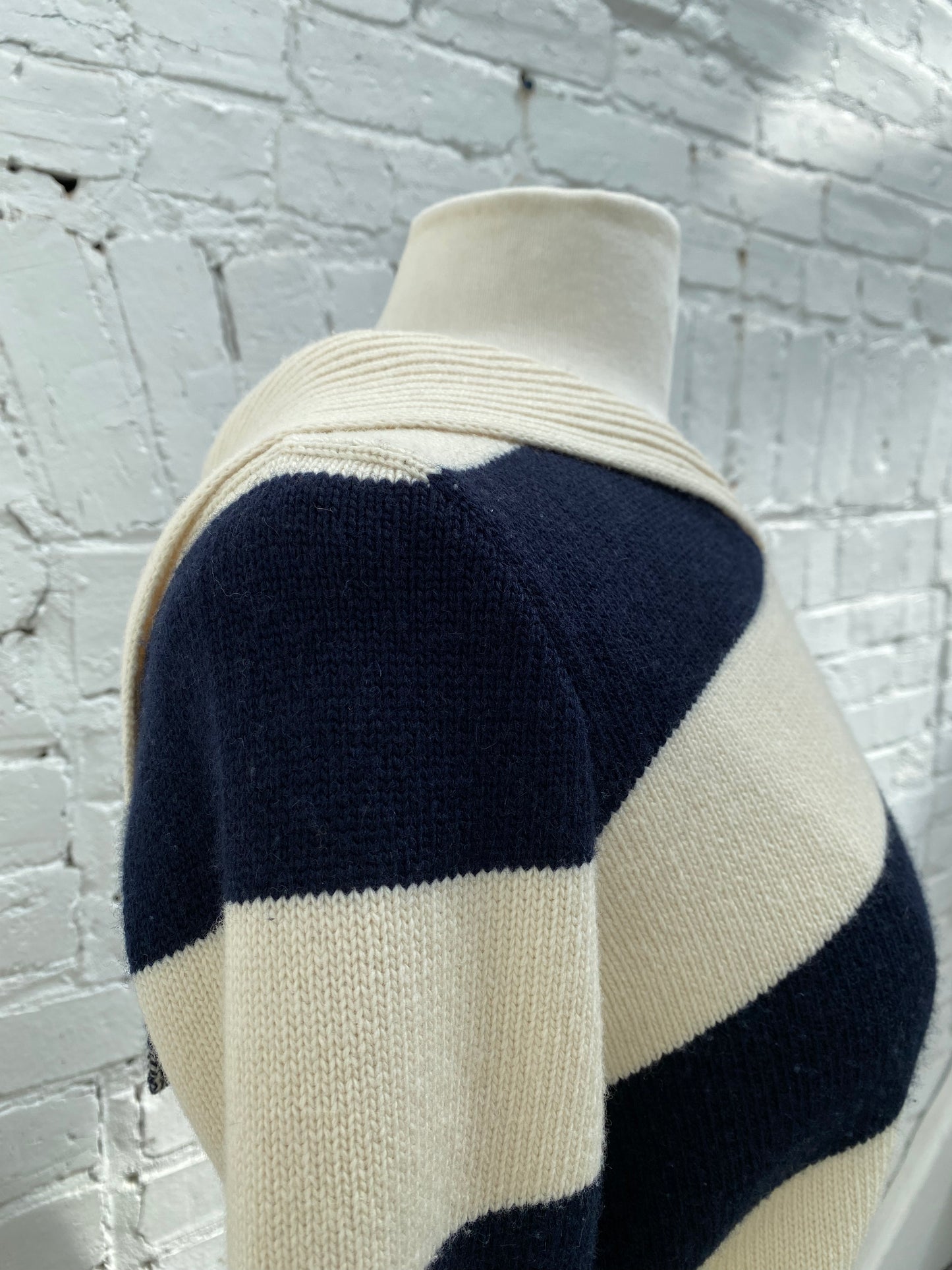 Christian Dior Navy & Cream Cashmere & Wool Striped Sweater, 2