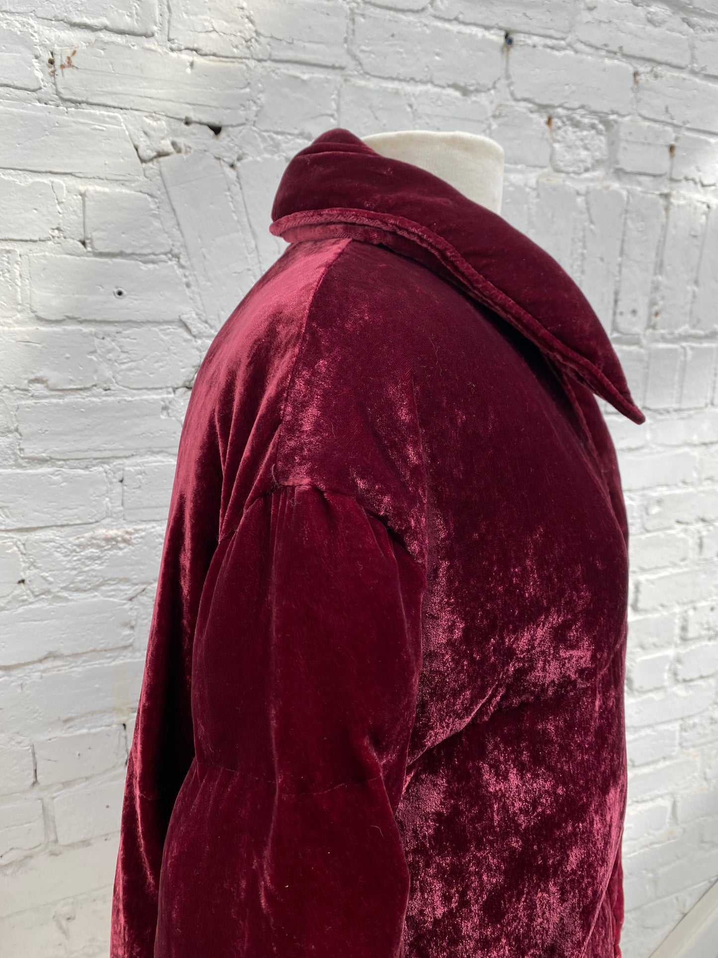 Stella McCartney Red Velvet Hooded Puffer Jacket, 34