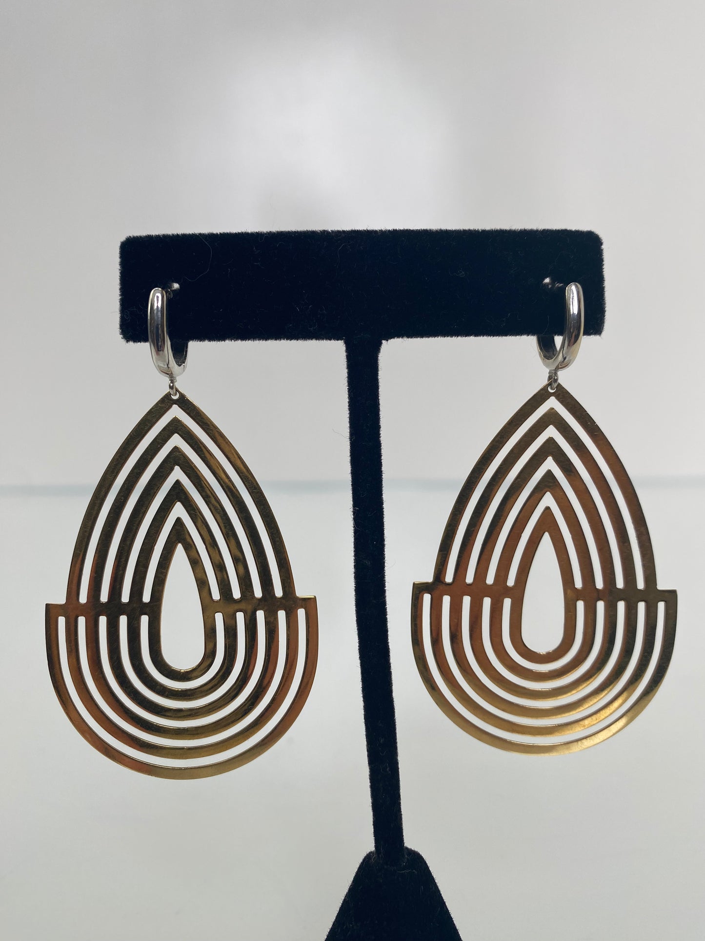 14KY Flower and Gold French Clip Earrings