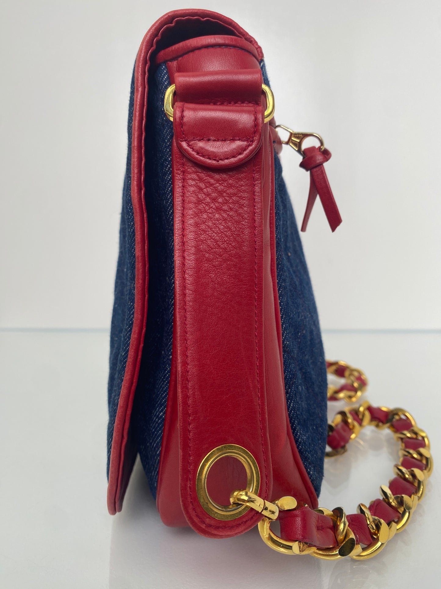 Chanel Blue & Red Denim & Leather Crossbody GHW