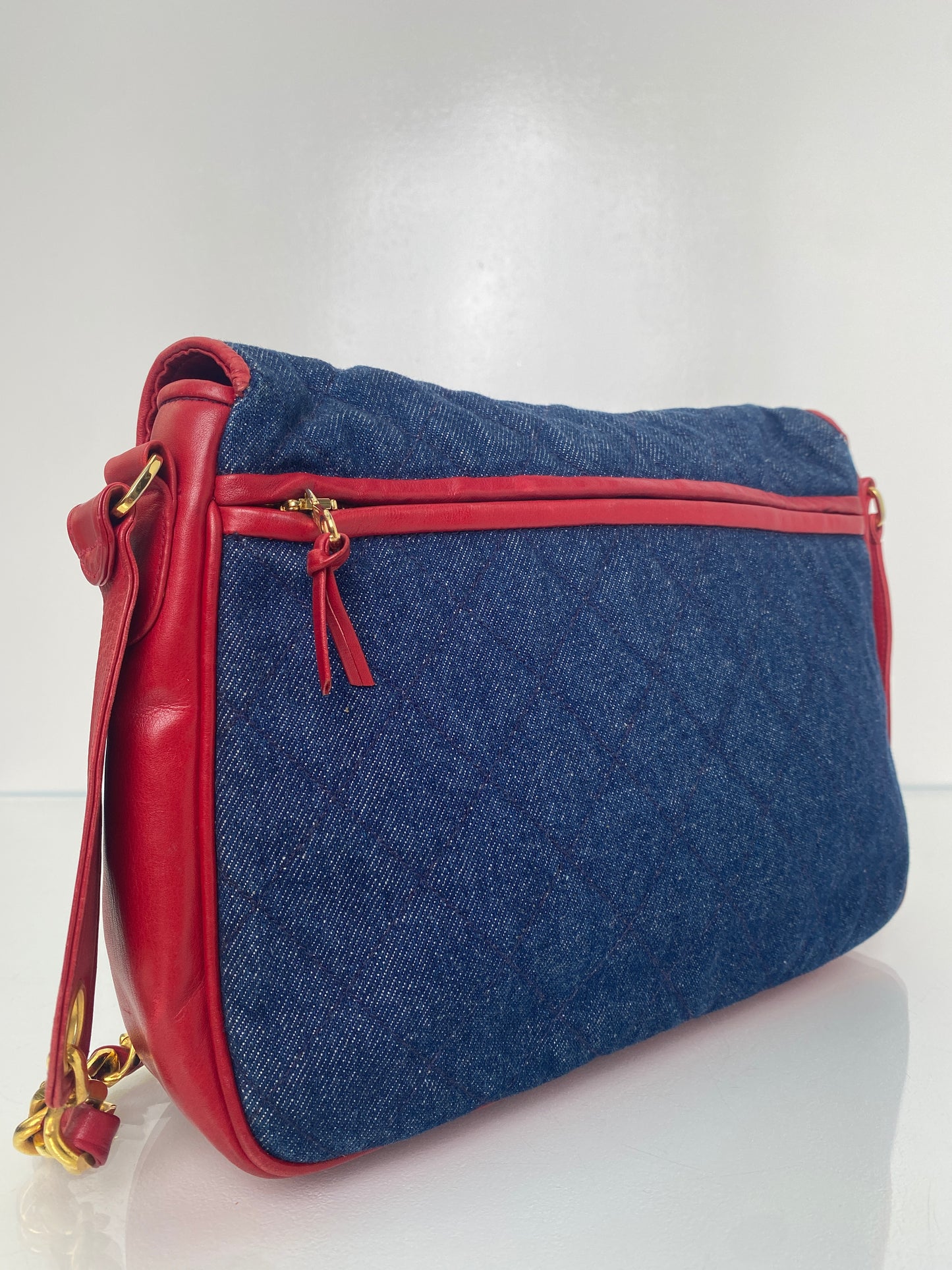 Chanel Blue & Red Denim & Leather Crossbody GHW