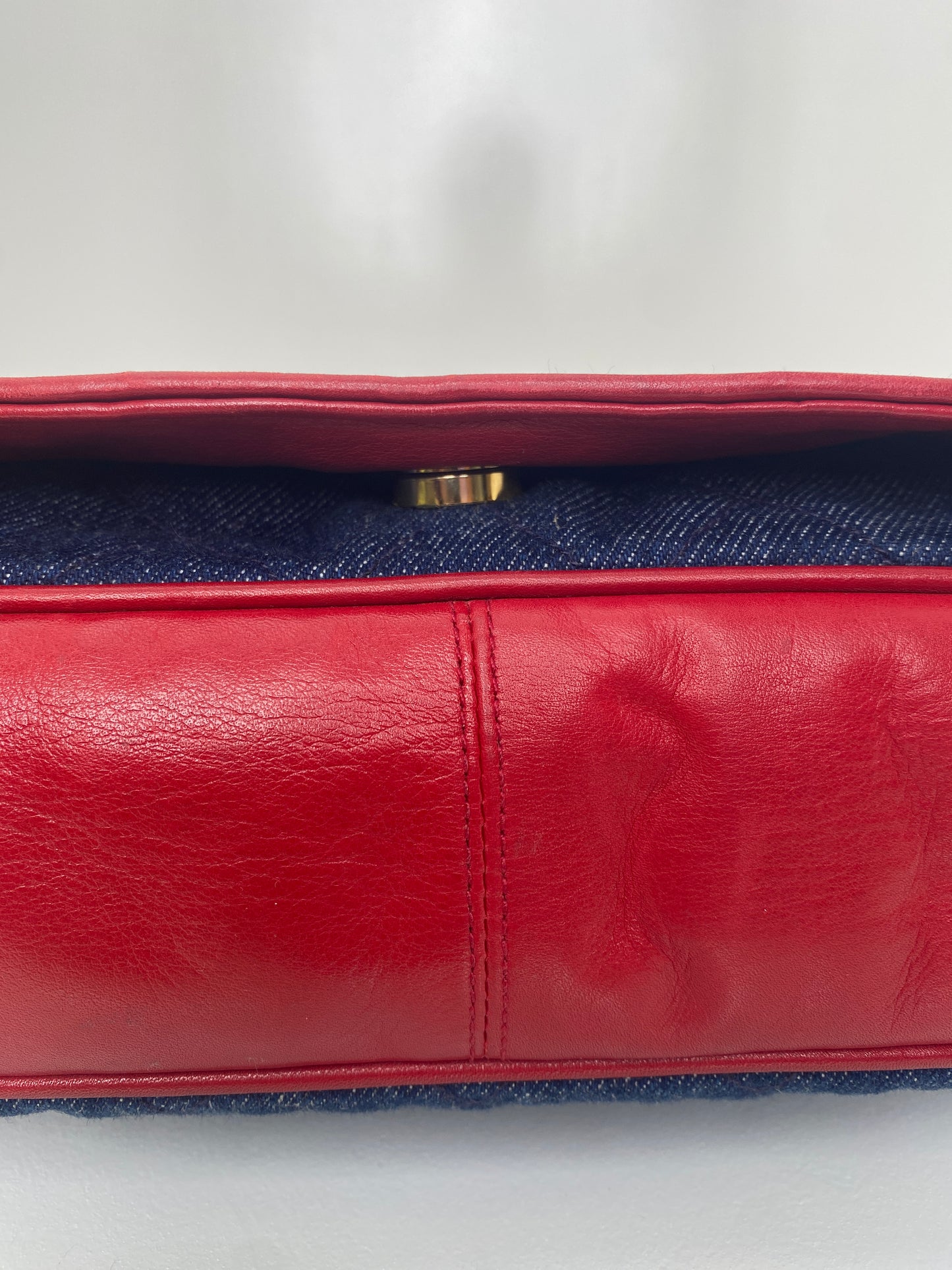 Chanel Blue & Red Denim & Leather Crossbody GHW