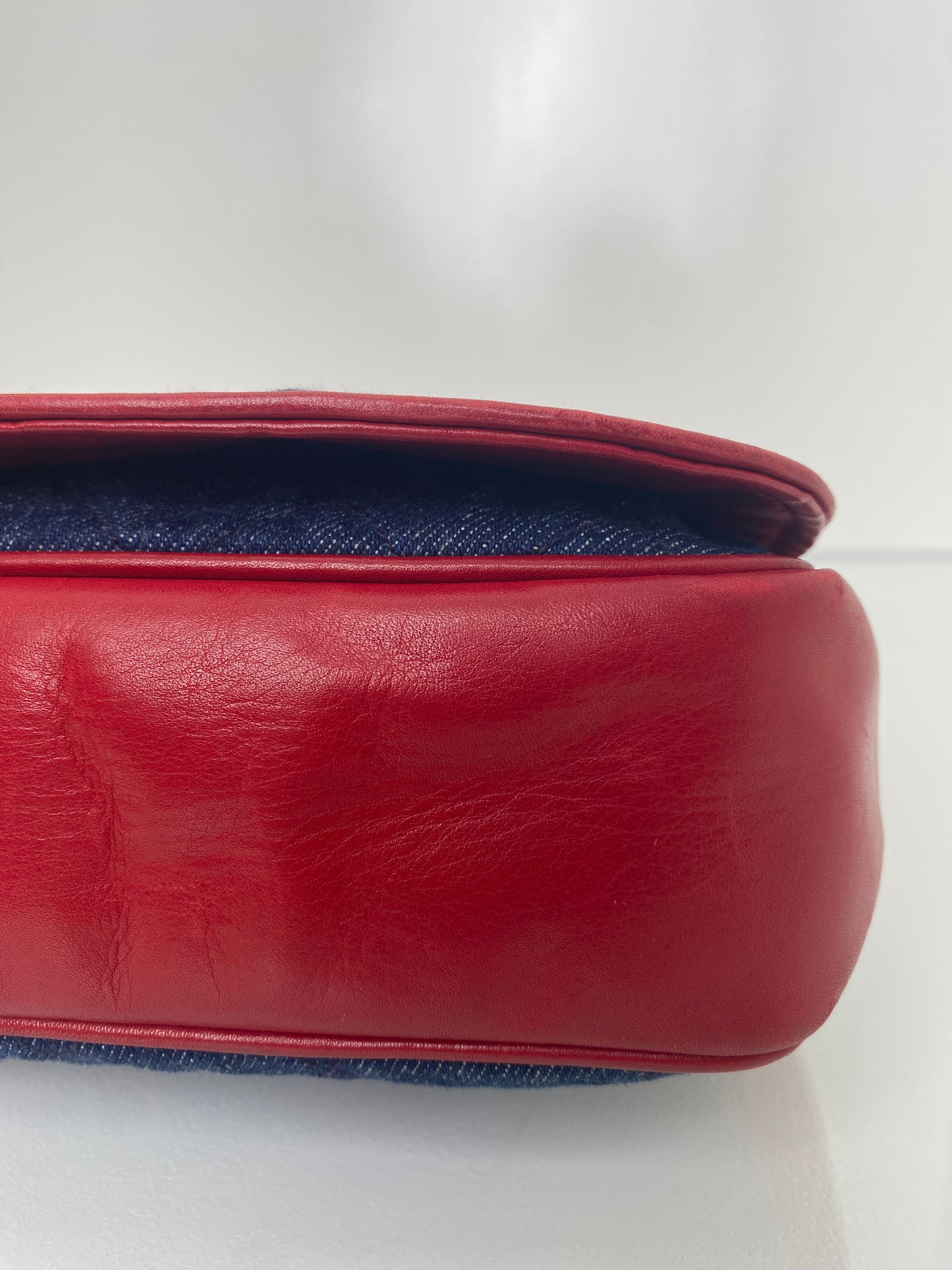 Chanel Blue & Red Denim & Leather Crossbody GHW