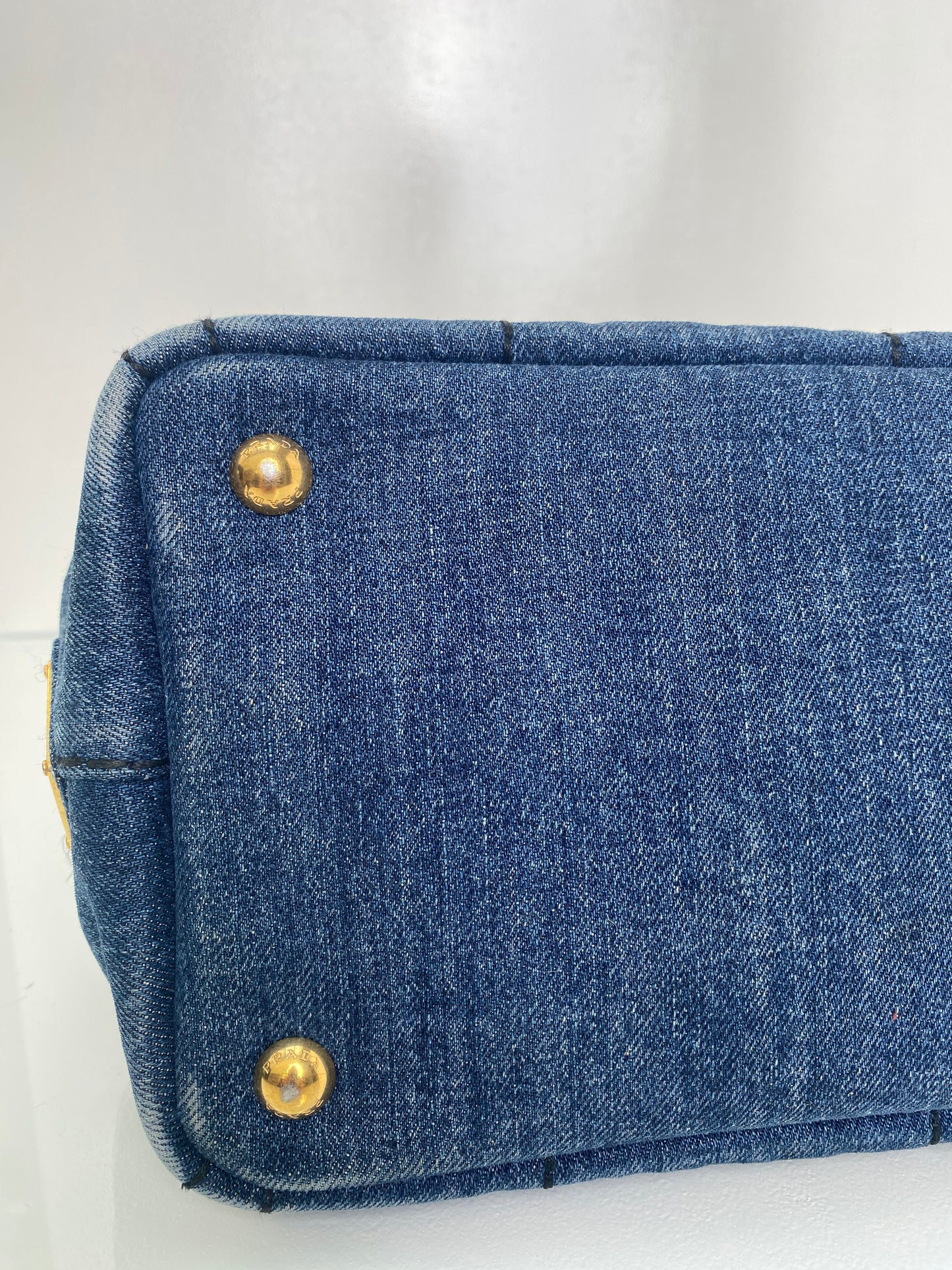 Prada Blue Denim Canapa Tote Bag GHW (As Is)