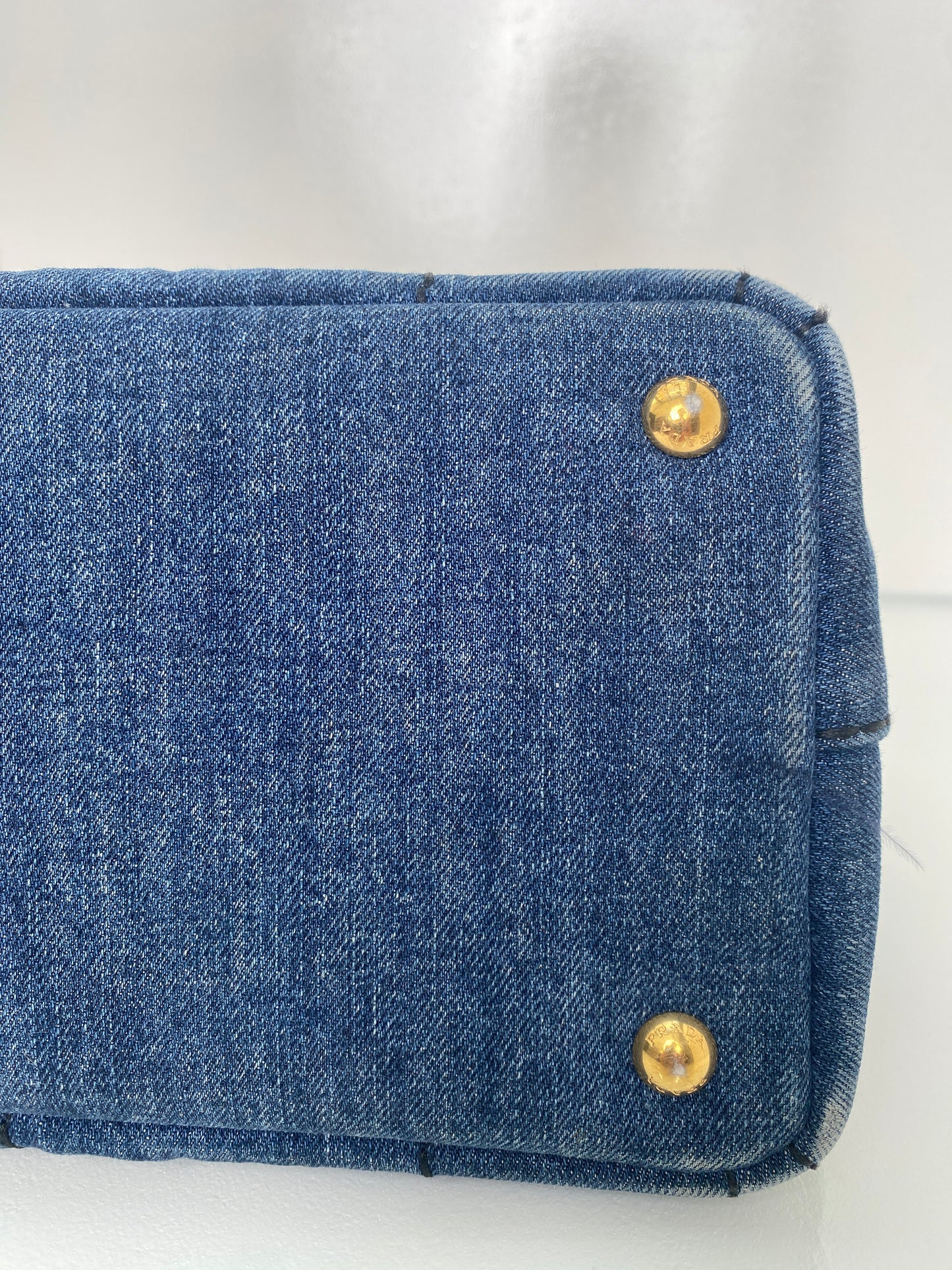Prada Blue Denim Canapa Tote Bag GHW (As Is)
