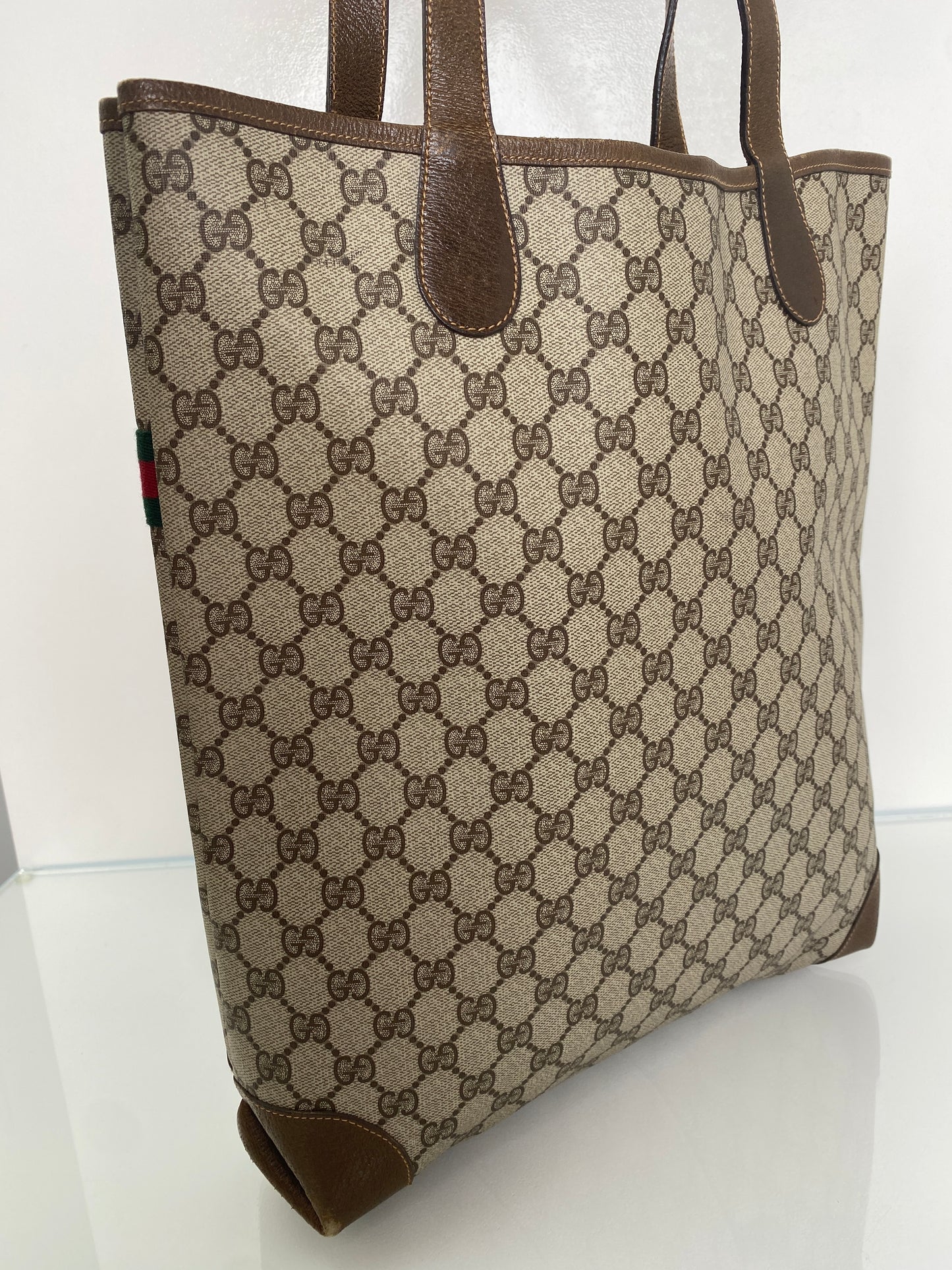 Gucci Web Stripe GG Supreme Tote