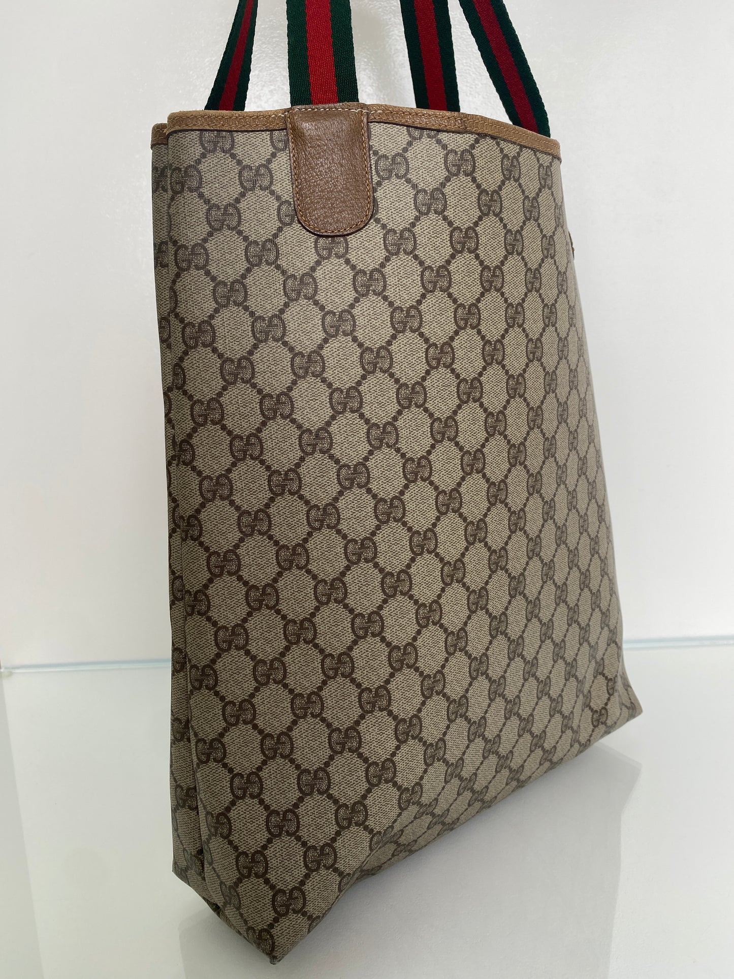 Gucci Web Stripe Strap GG Supreme Tote