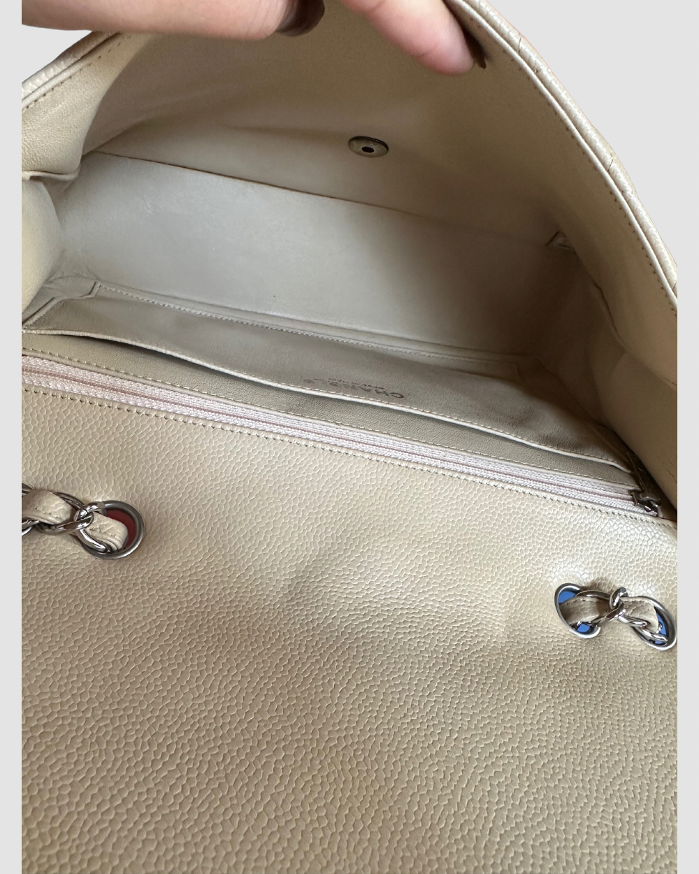 Chanel Jumbo Single Flap Beige Caviar SHW