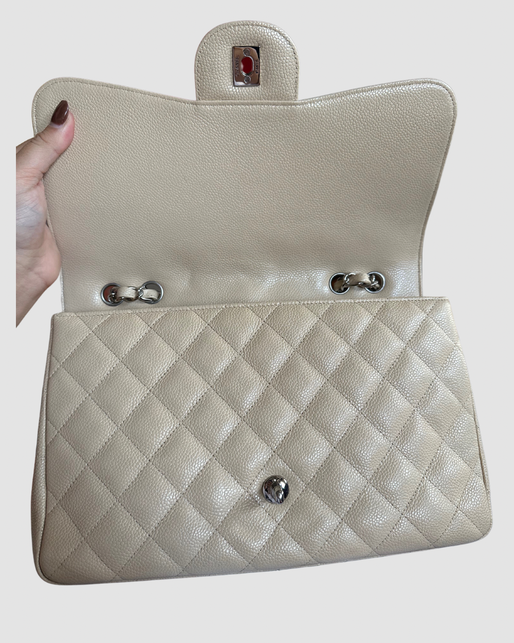 Chanel Jumbo Single Flap Beige Caviar SHW