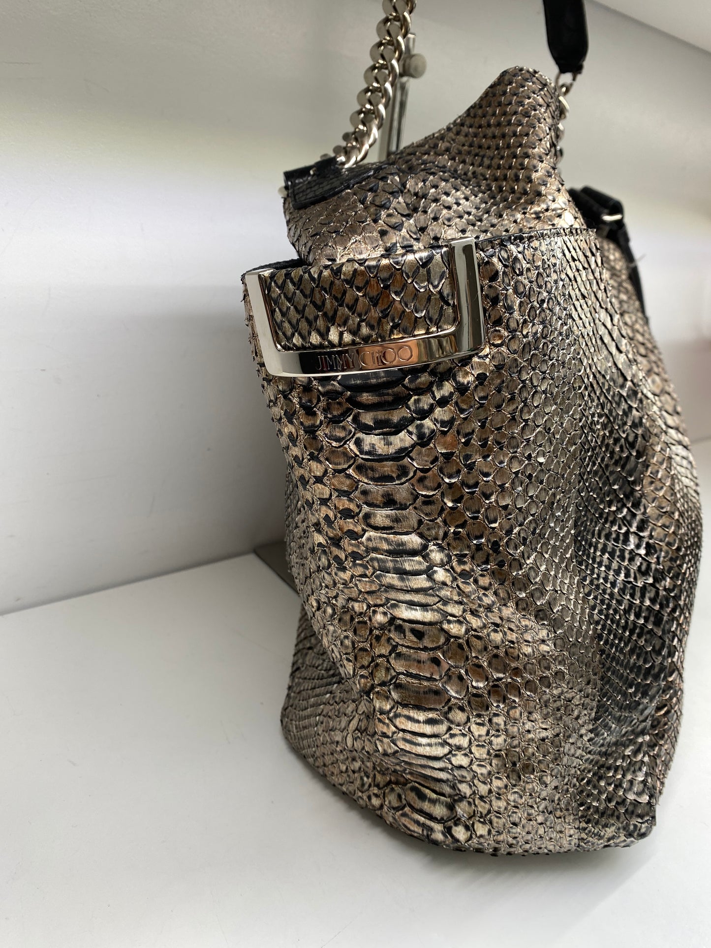 Jimmy Choo Snakeskin Metallic Hobo Bag