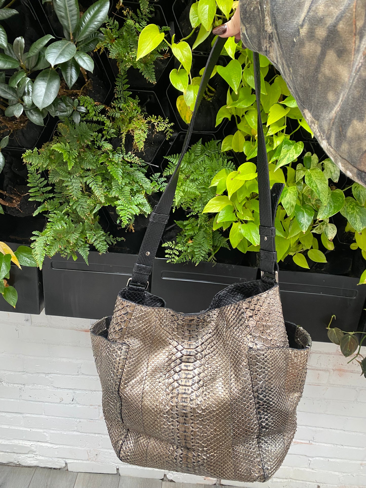Jimmy Choo Snakeskin Metallic Hobo Bag