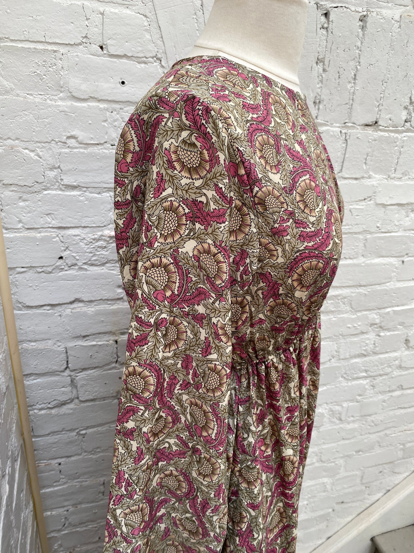 Raga Pink & Brown Paisley Long Sleeve Dress, S