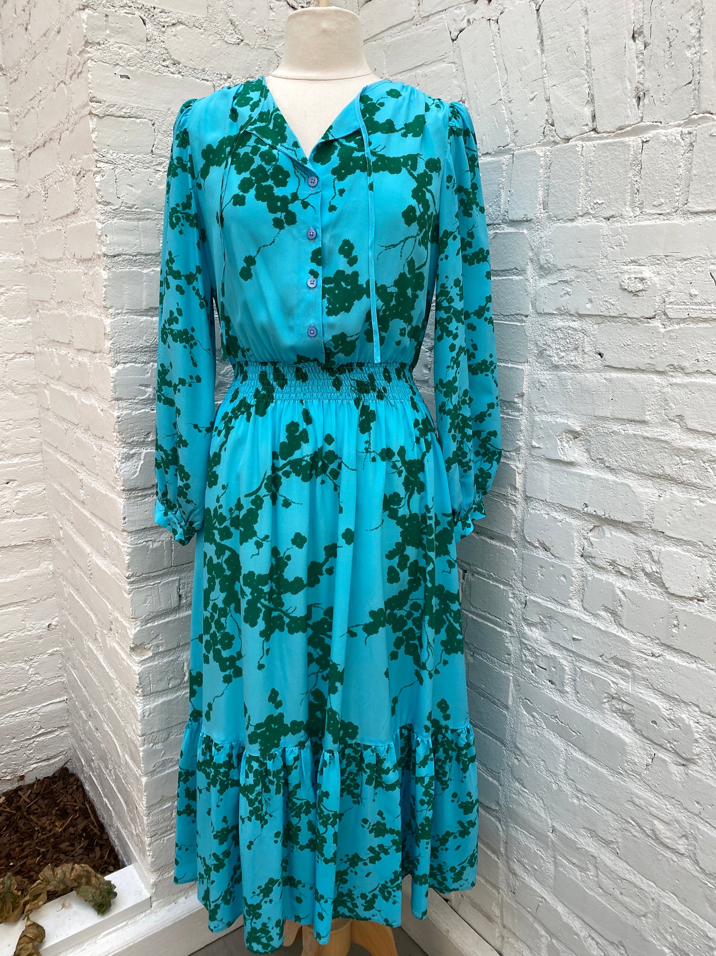 Tucker Green/Blue Silk Dress, S