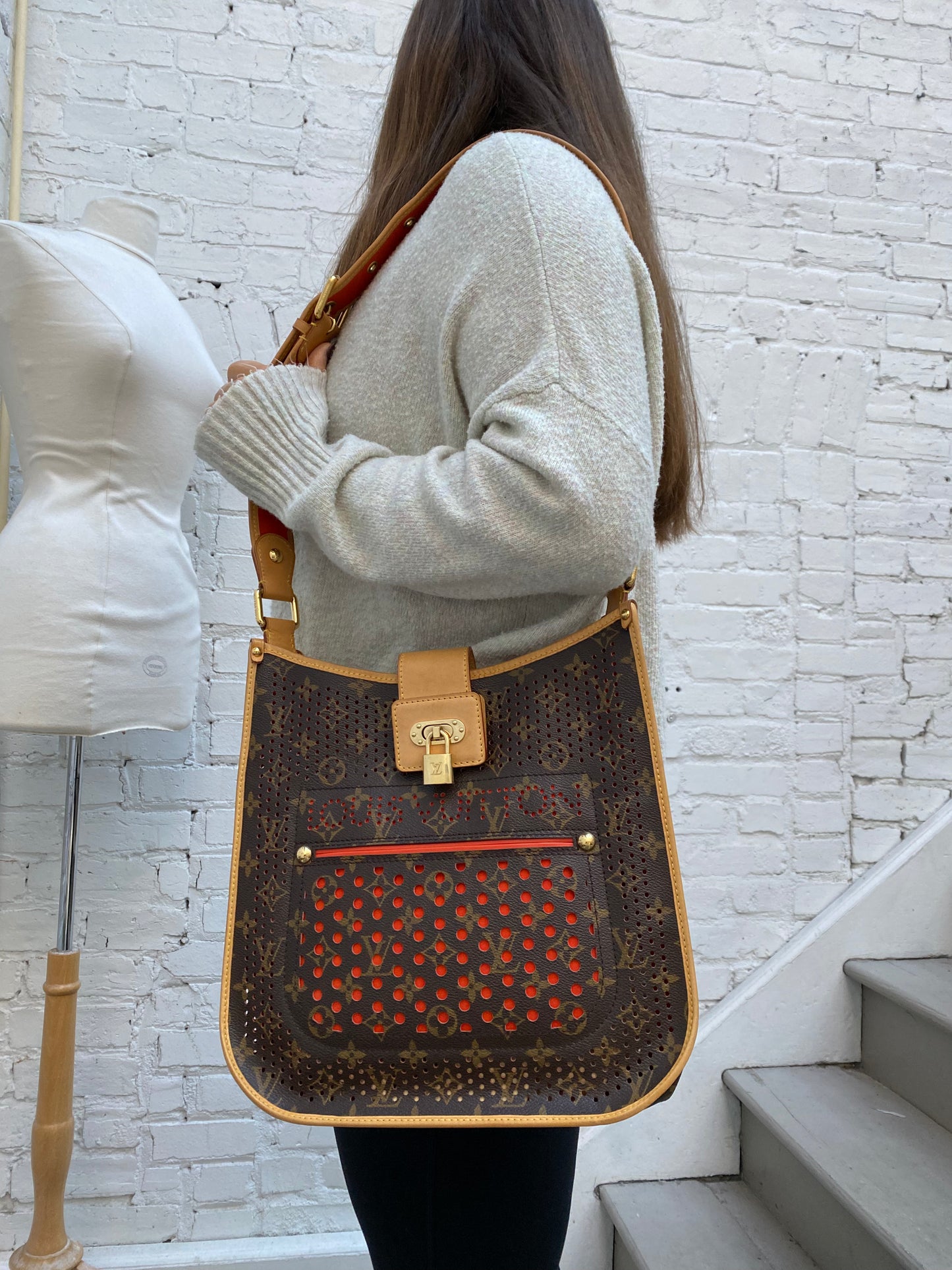 Louis Vuitton Perforated Purse Orange