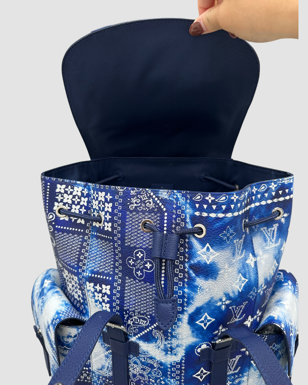 Louis Vuitton blue bandana backpack