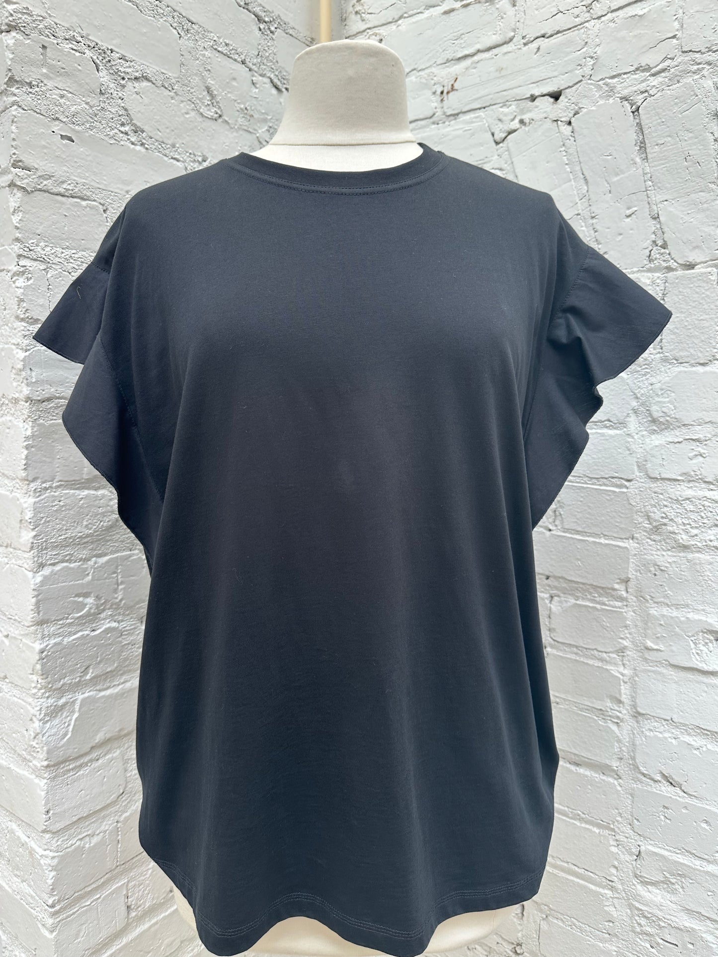 Victoria Beckham Black Ruffle Top, L