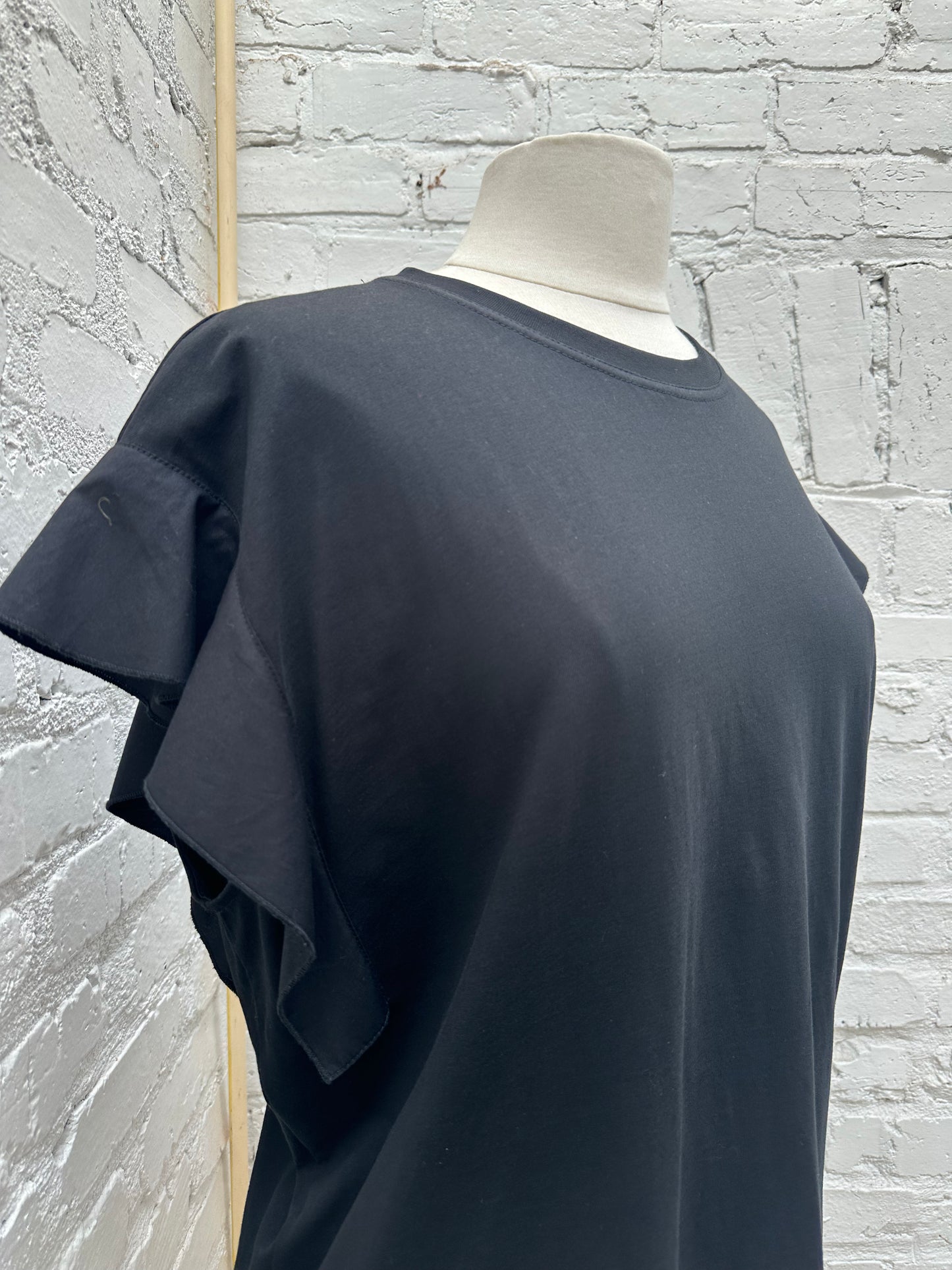 Victoria Beckham Black Ruffle Top, L