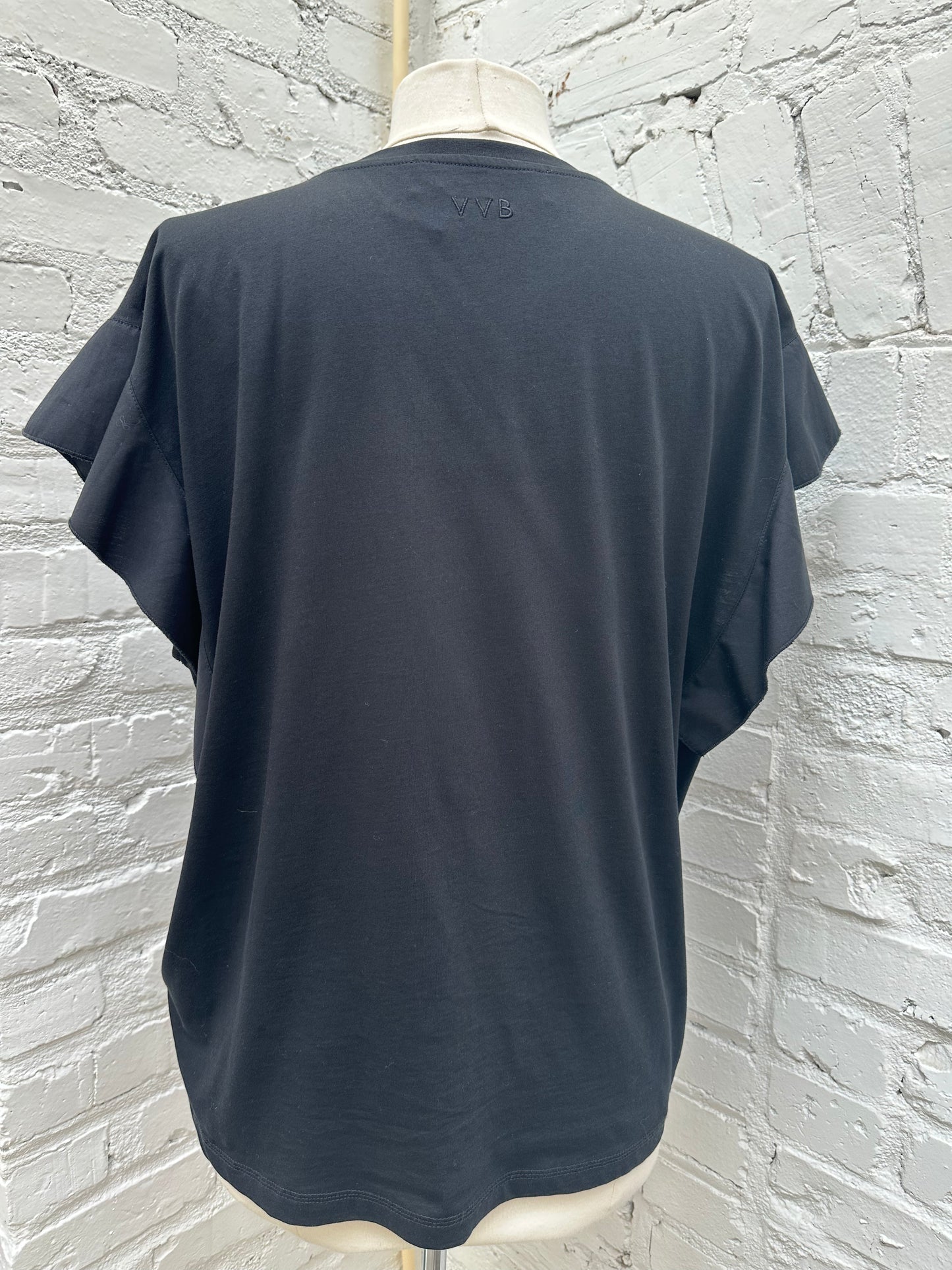 Victoria Beckham Black Ruffle Top, L
