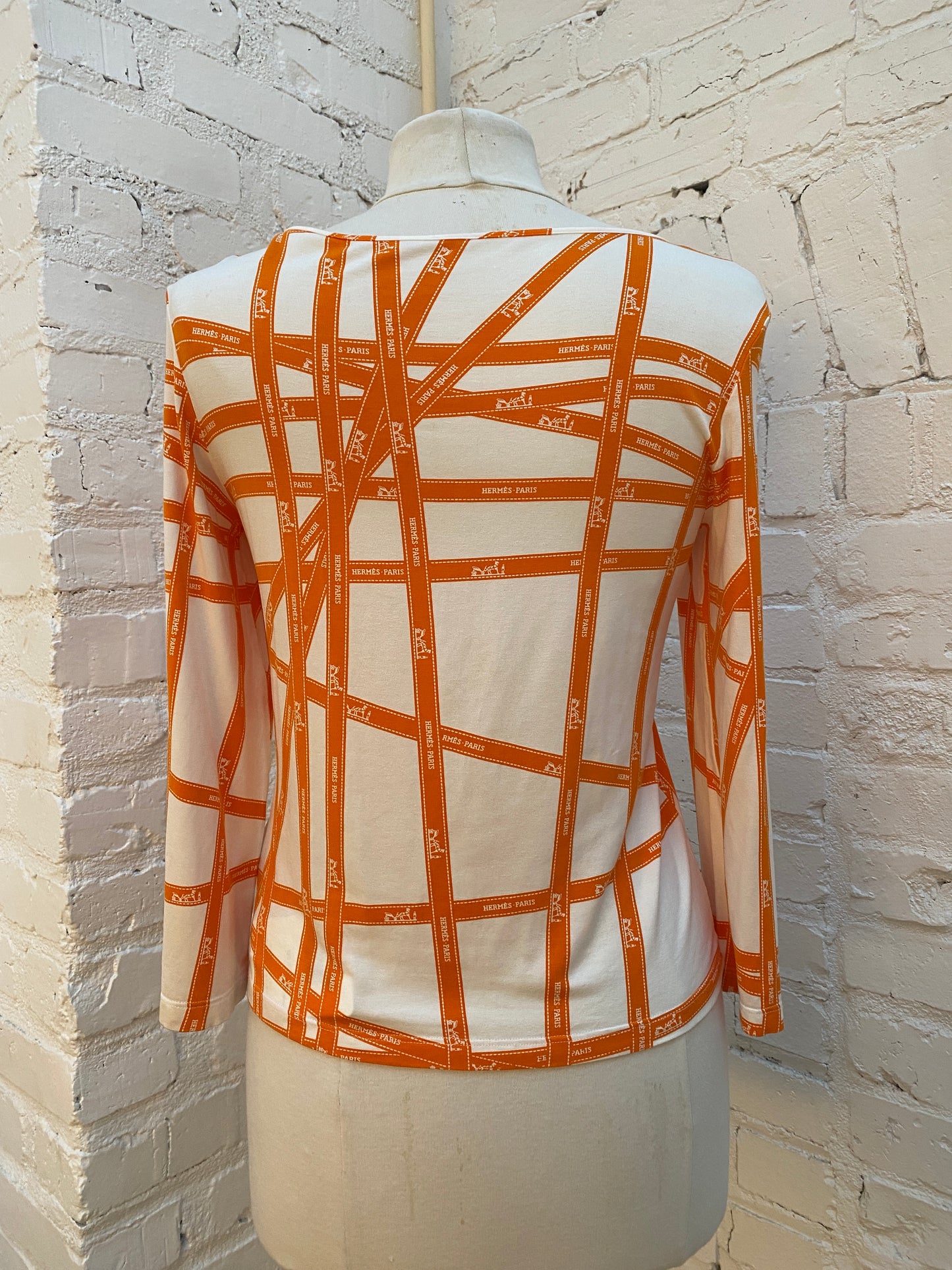 Hermes White & Orange Ribbon Top (As Is), EST S