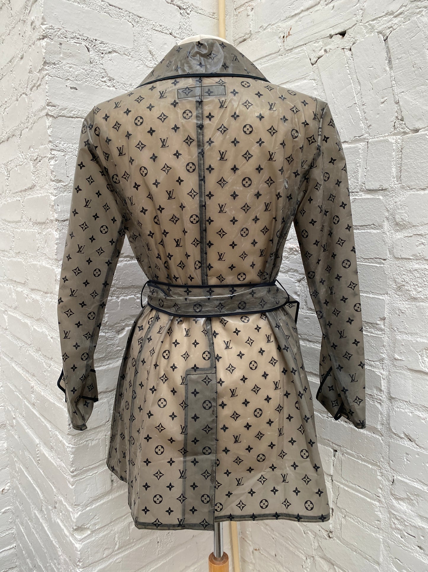 Louis Vuitton Black & Grey Monogram Raincoat, 38 (As Is)