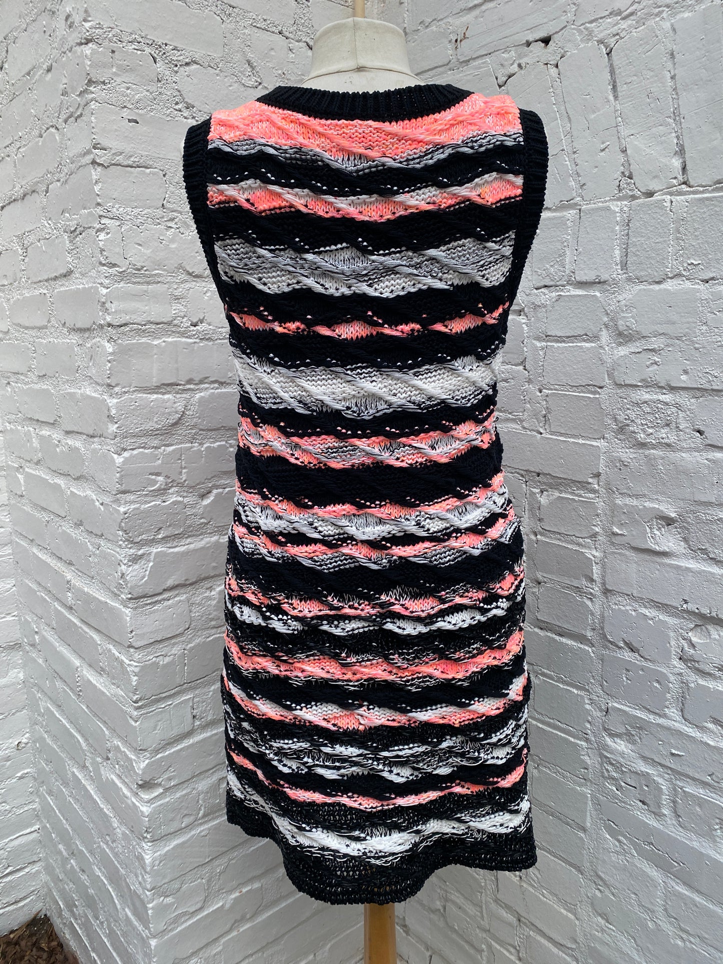 Chanel 2020 Black, Pink, & White Woven Striped Mini Dress, 42