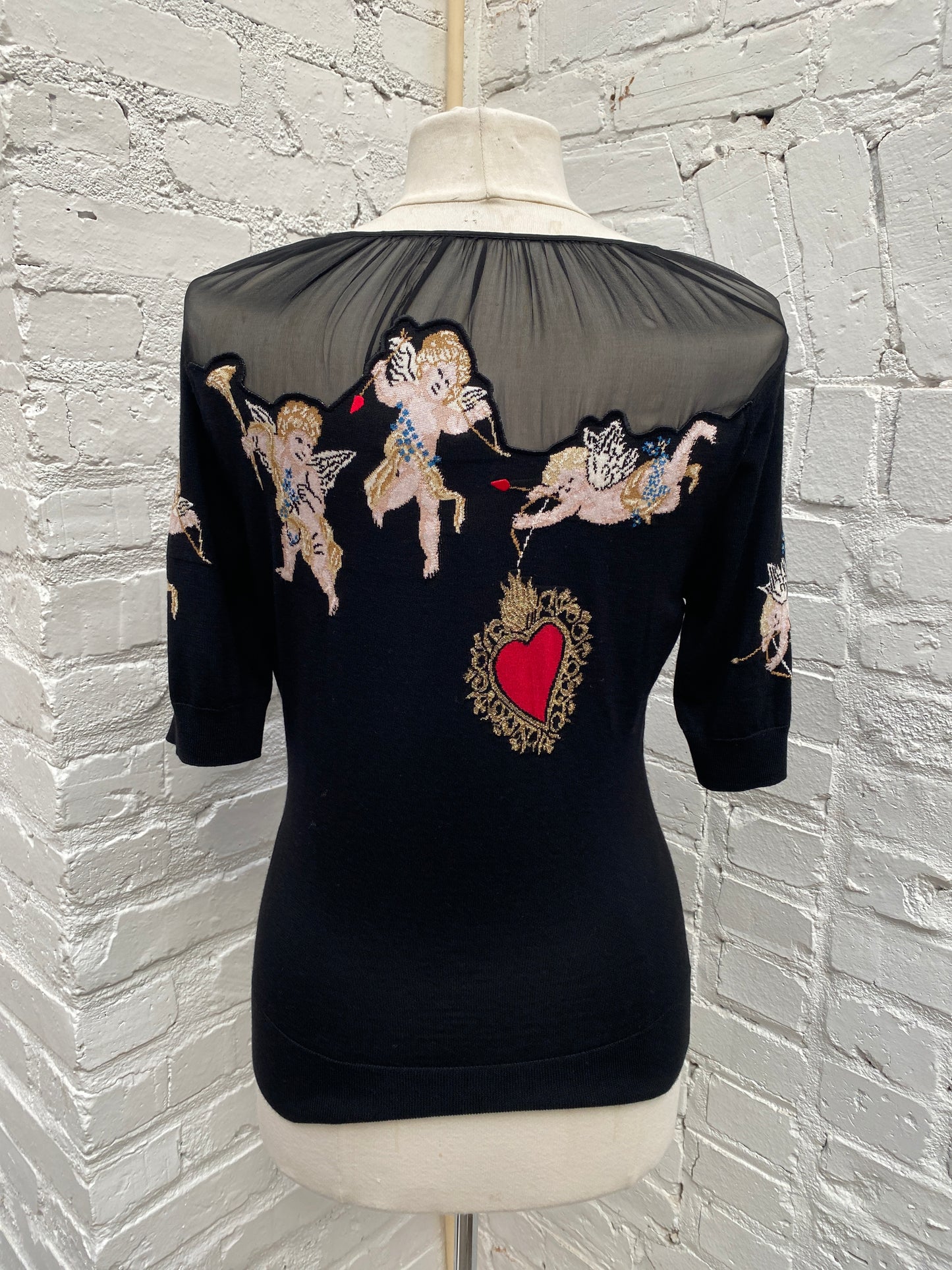 Dolce & Gabbana Black & Multicolor Angels Top, 42