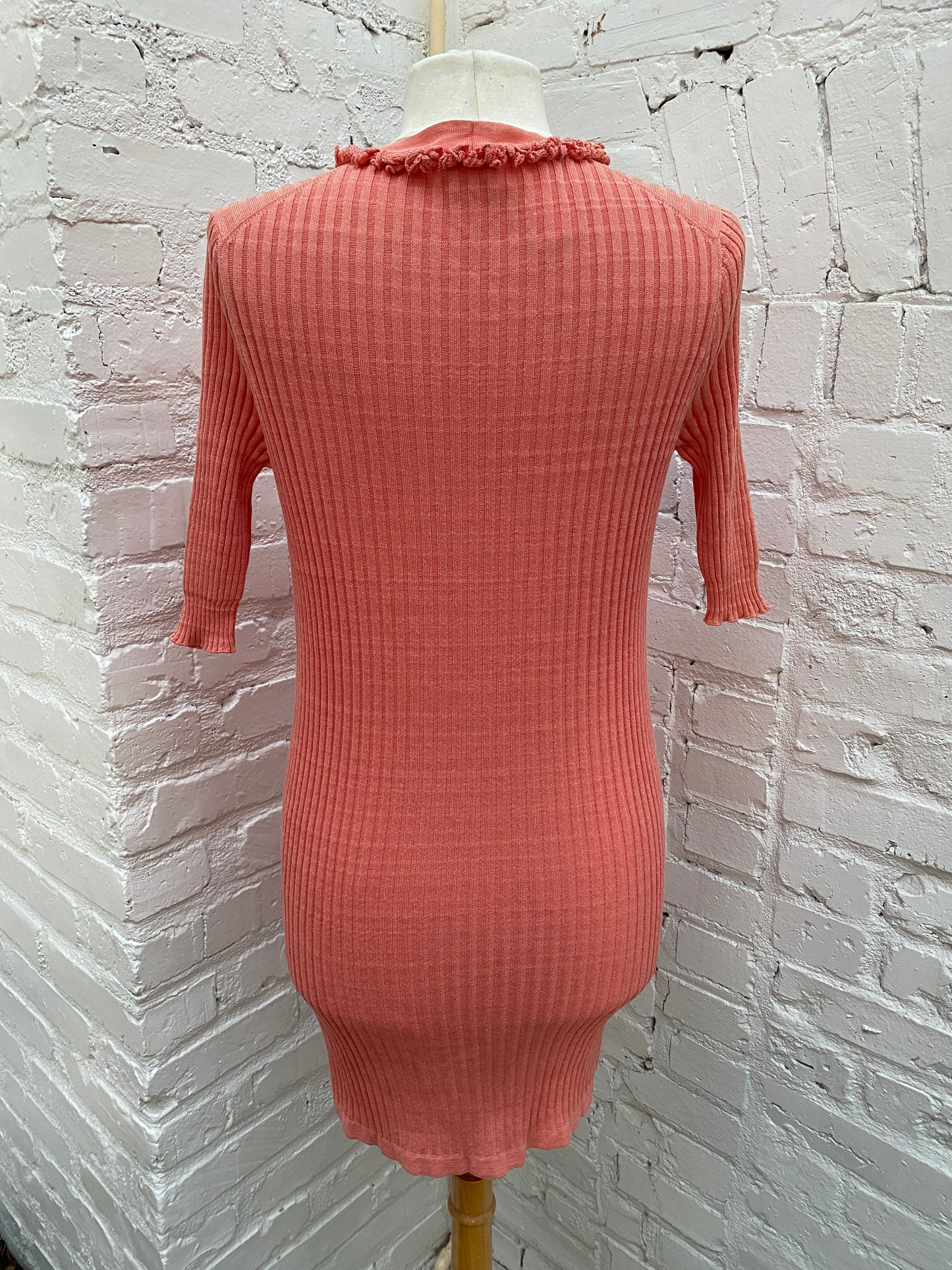 Chanel Peach Long Cotton Blend Button Cardigan (As is), 40