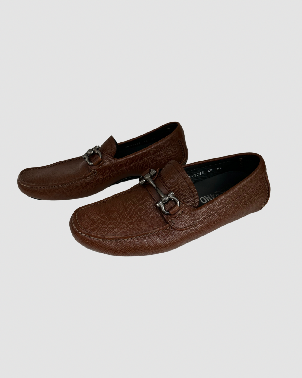 Salvatore Ferragamo Brown Leather Loafers, Mens 6.5