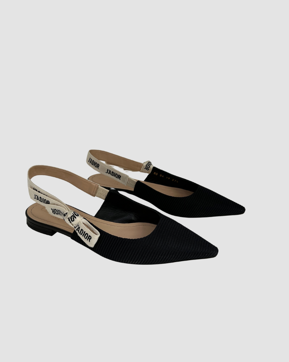 Christian Dior J’Adior Ballerina Black Flats, Sz 37.5