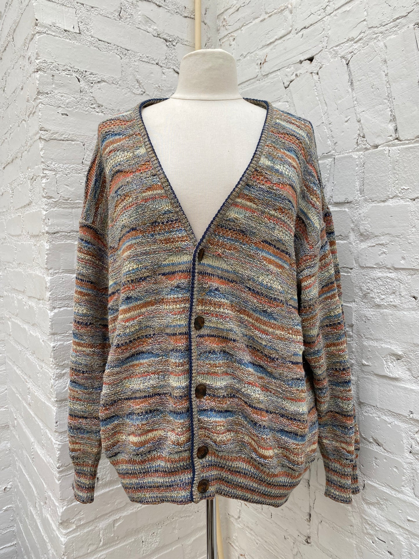 Example by Missoni Orange, Navy & Yellow Knit Cardigan, S-M