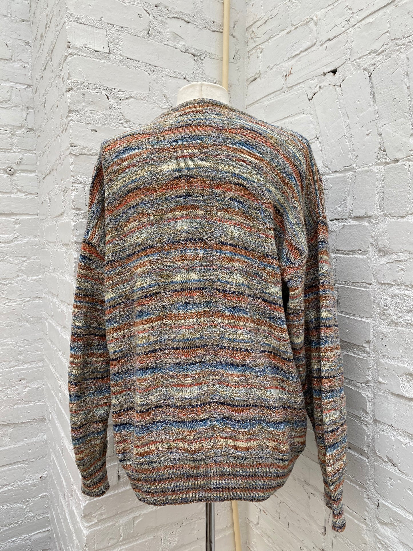 Example by Missoni Orange, Navy & Yellow Knit Cardigan, S-M