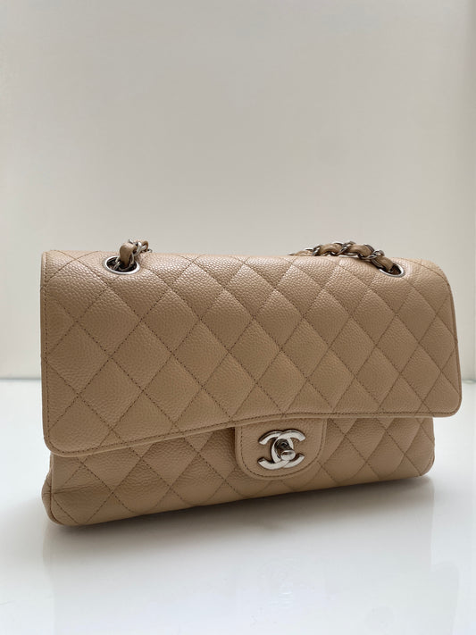 Chanel Classic Flap Medium Beige Caviar SHW