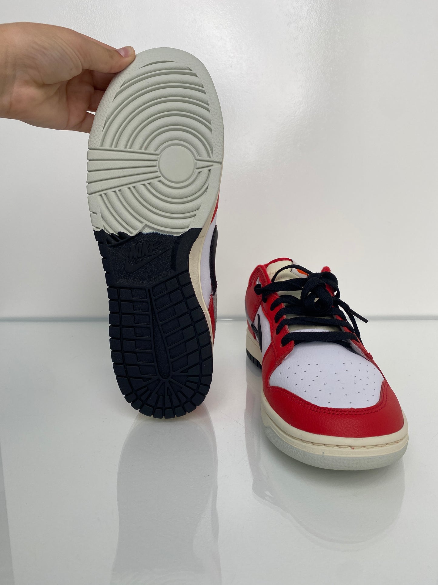 Nike Dunk Low Retro Black, Red & White Sneakers, M 9 & W 11