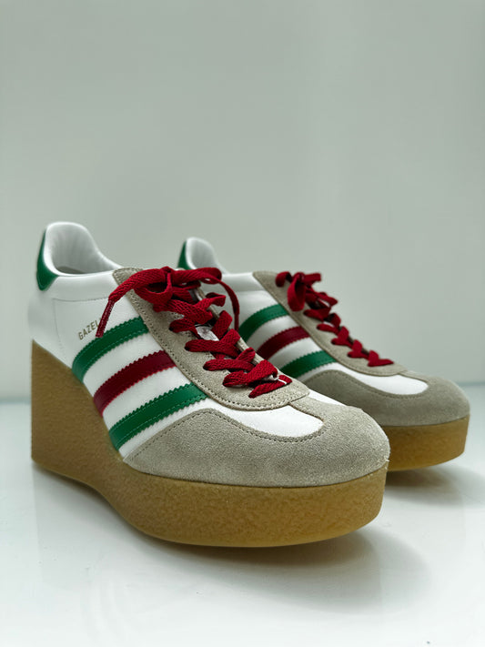 Gucci X Adidas White Gazelle Wedge Sneakers, 41