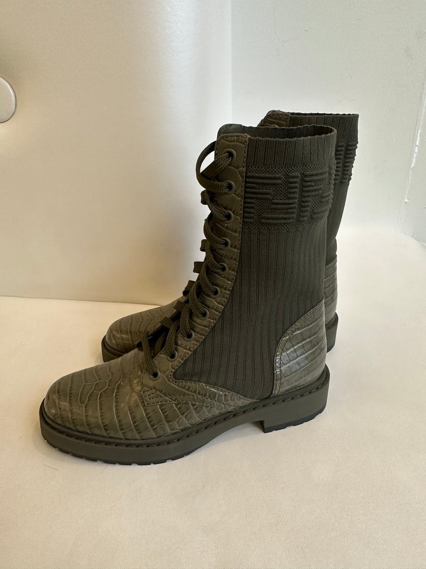 Fendi Combat Boots Green