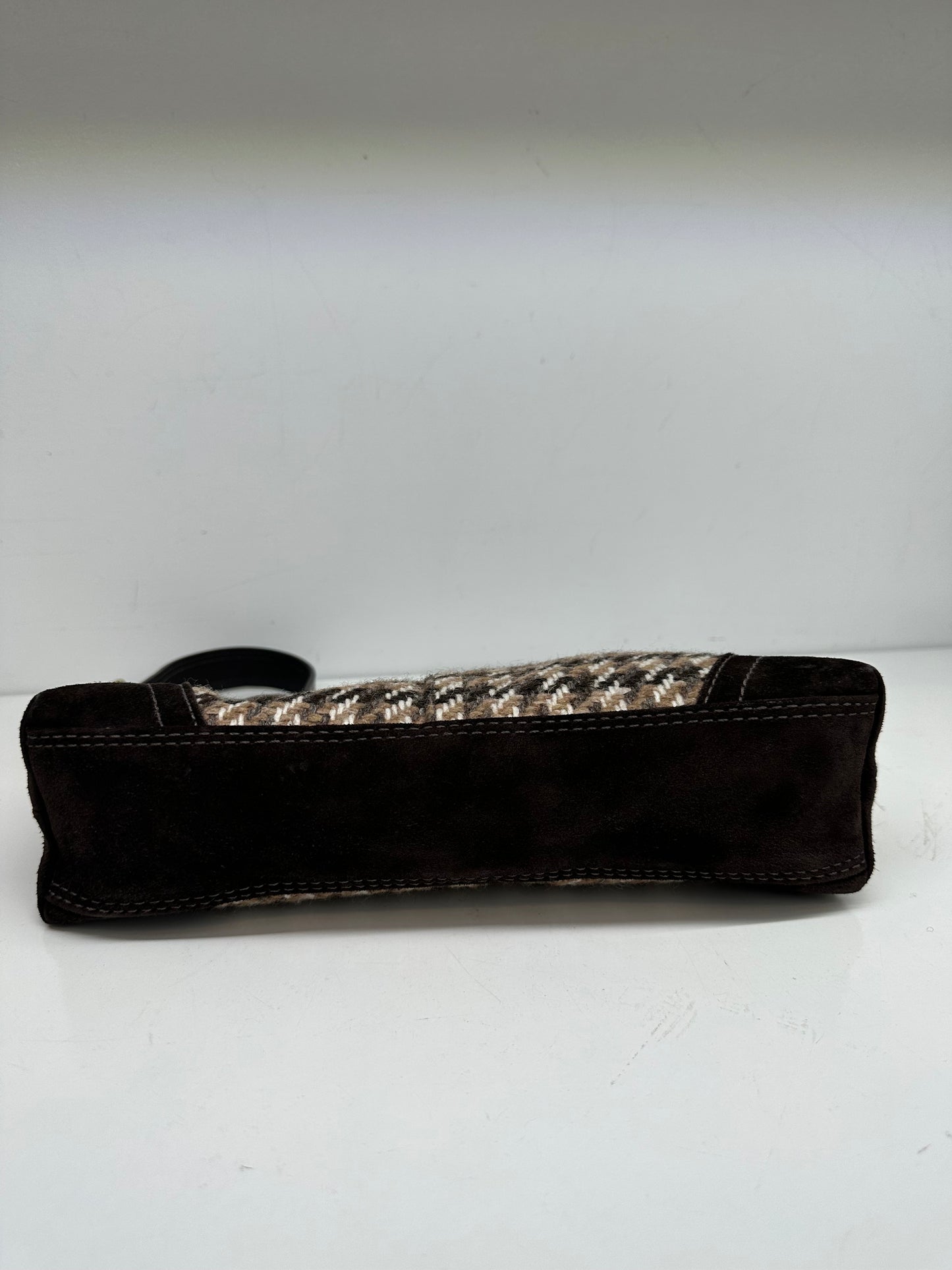 Coach Brown Tweed Houndstooth Shoulder Bag