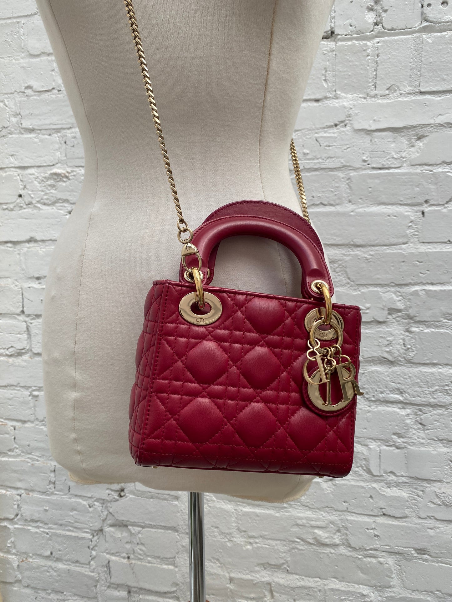 Dior Burgundy Mini Lady Dior Bag
