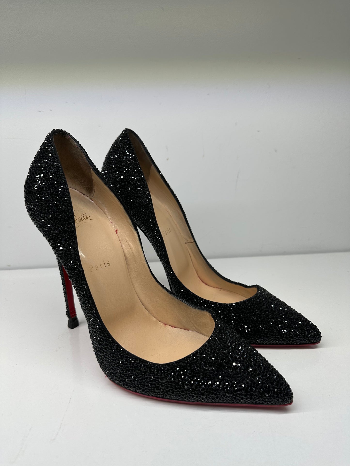 Christian Louboutin Black Jeweled Heels
