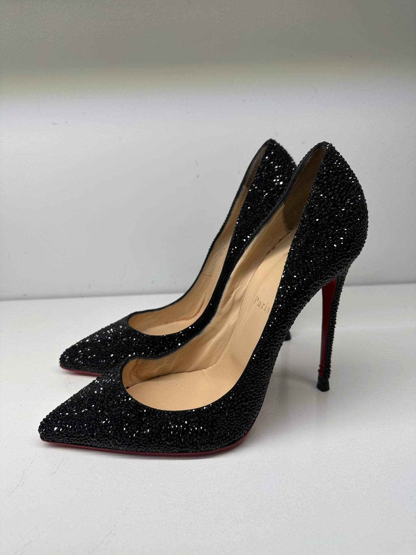 Christian Louboutin Black Jeweled Heels