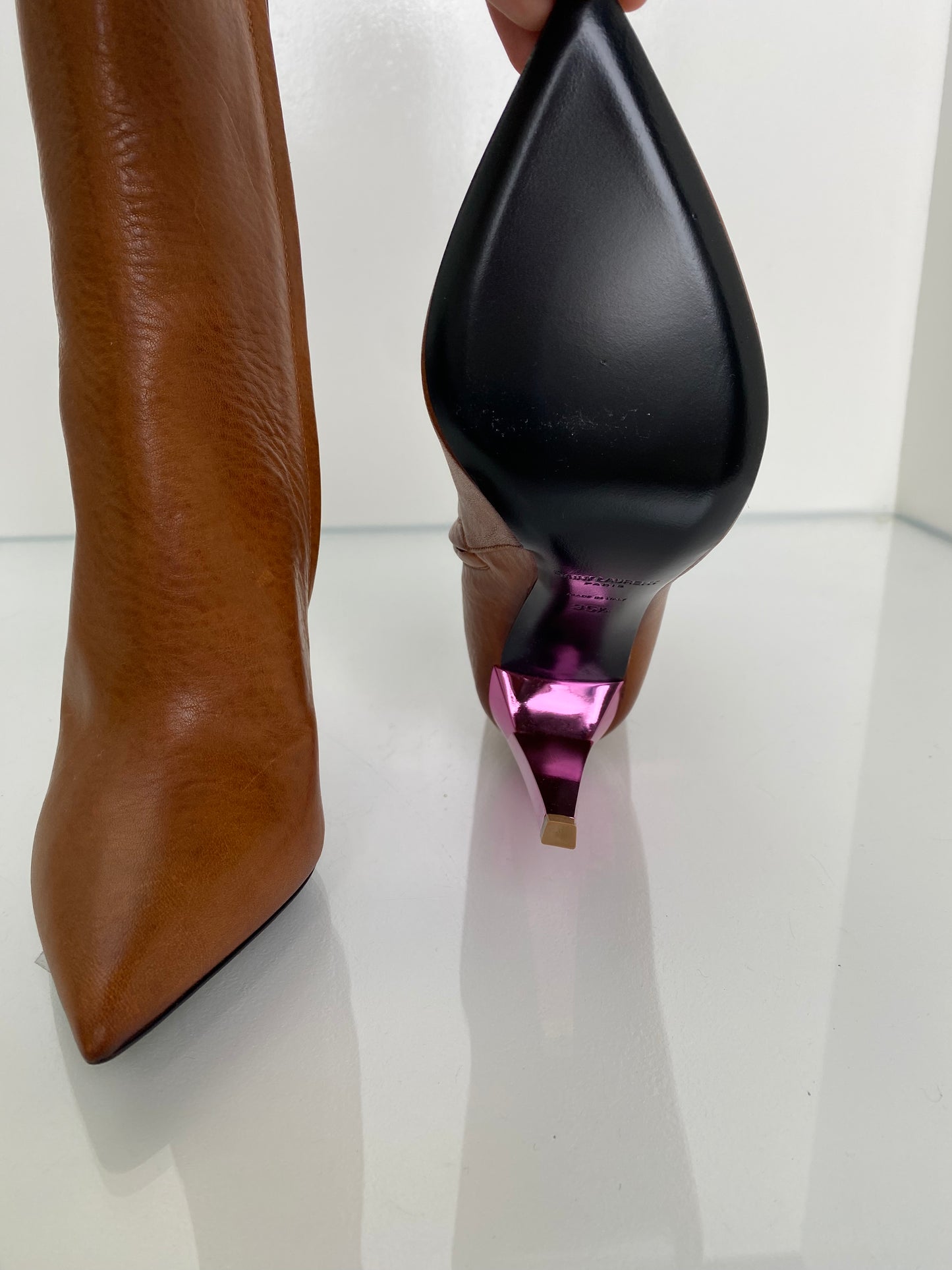 Saint Laurent Brown Leather Boots, 35.5