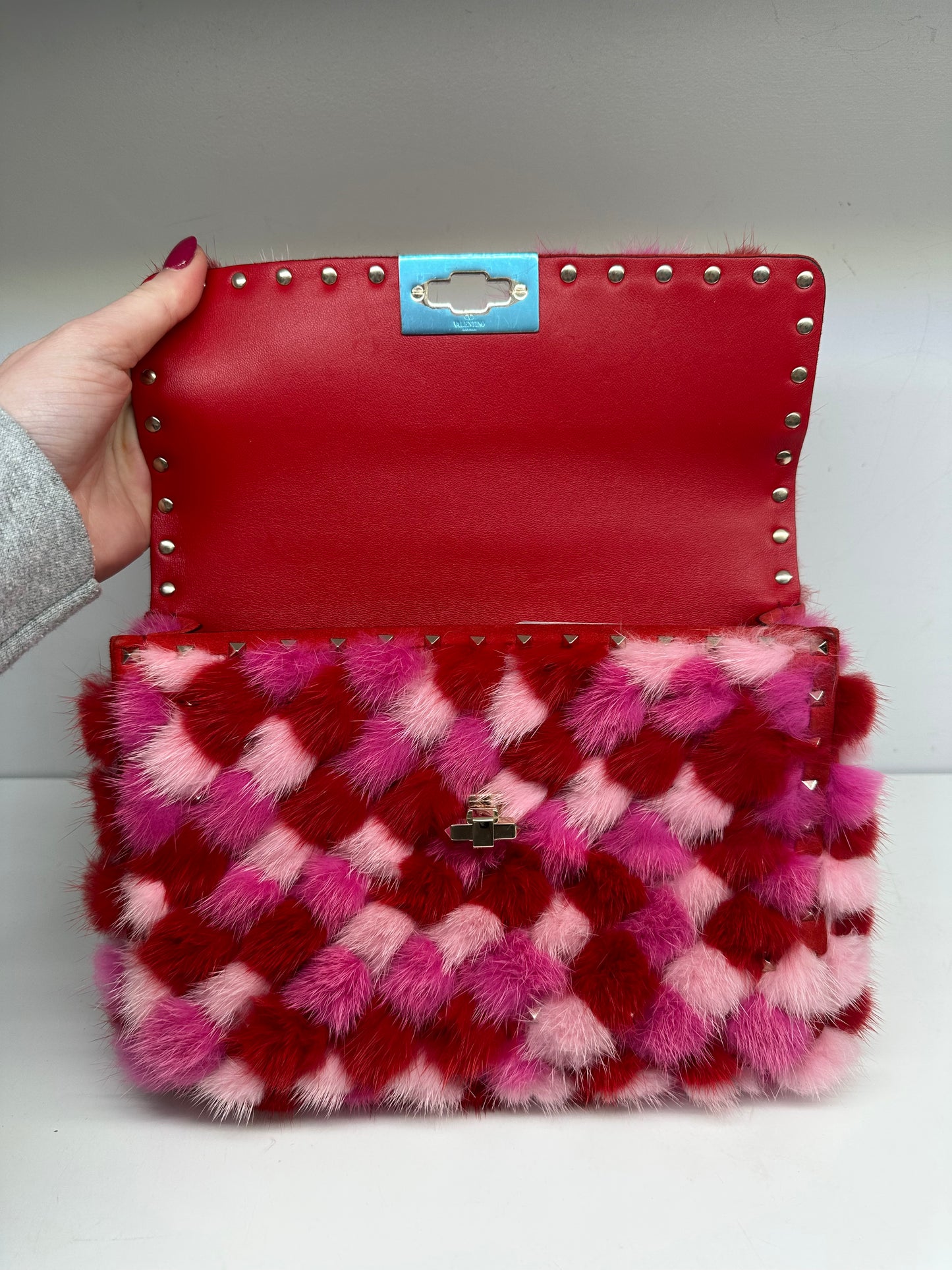 Valentino Pink Mink Pom Pom Crossbody Bag
