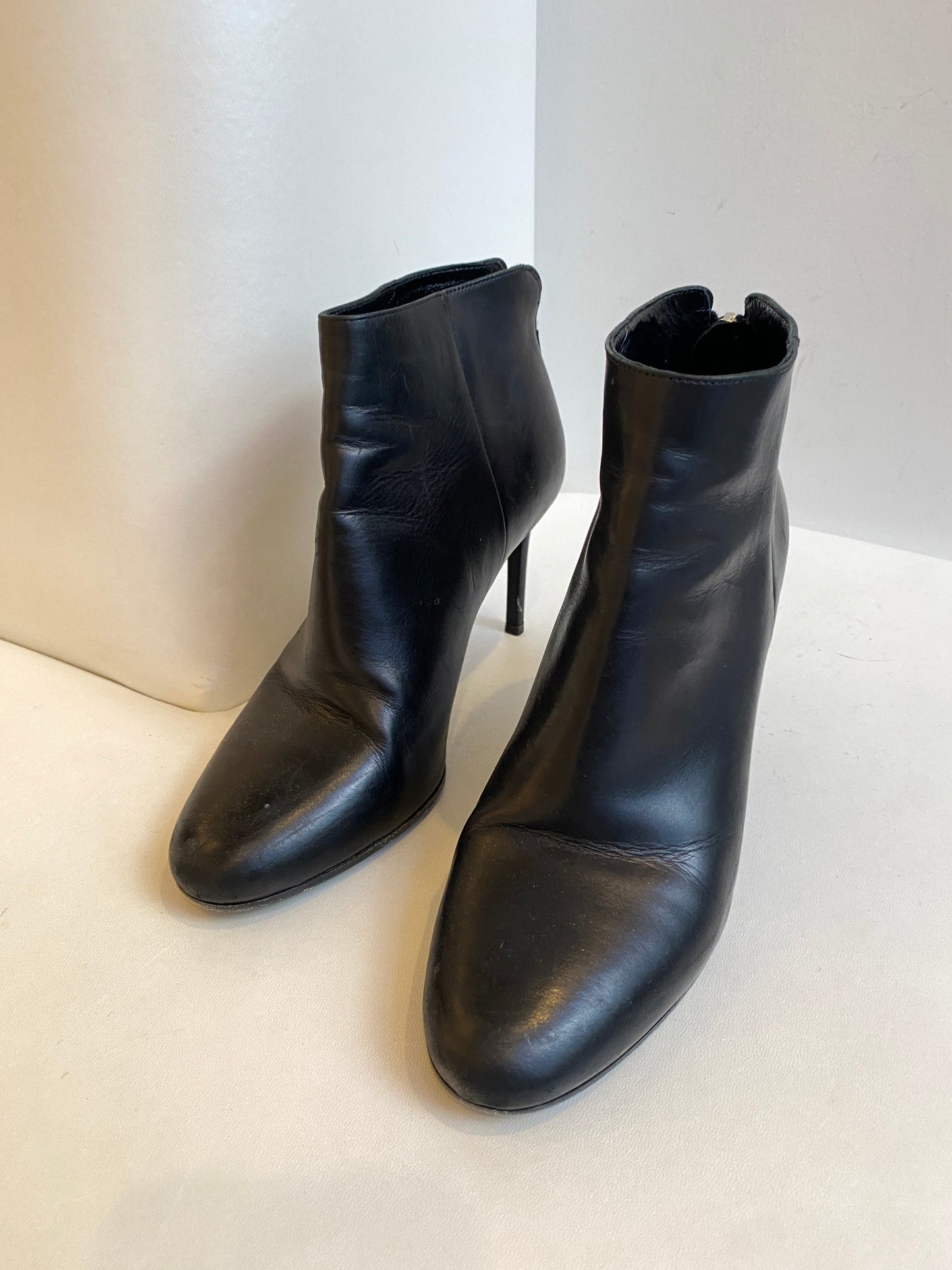 Prada black leather booties