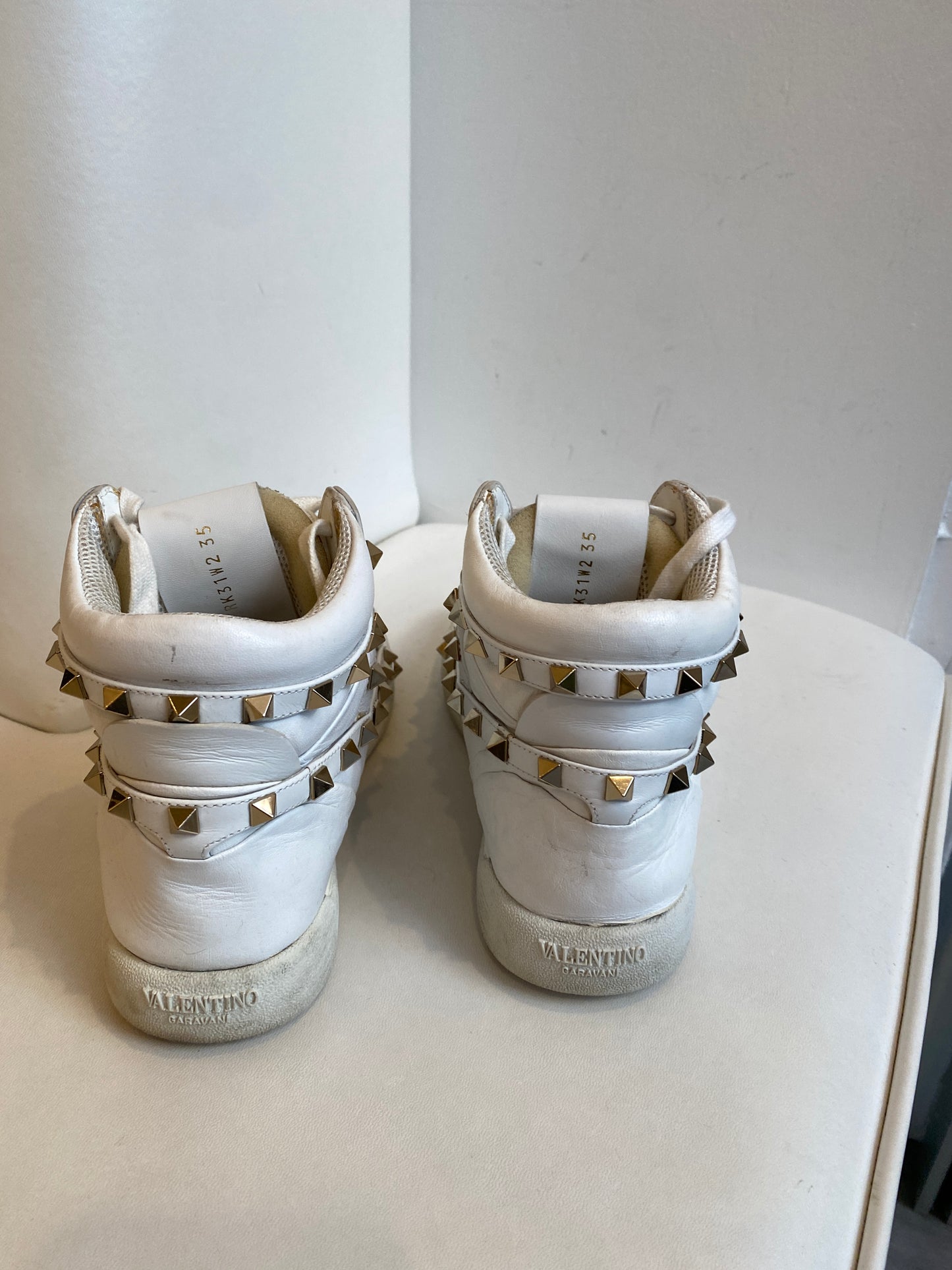 Valentino White Rockstud Hightop Sneakers