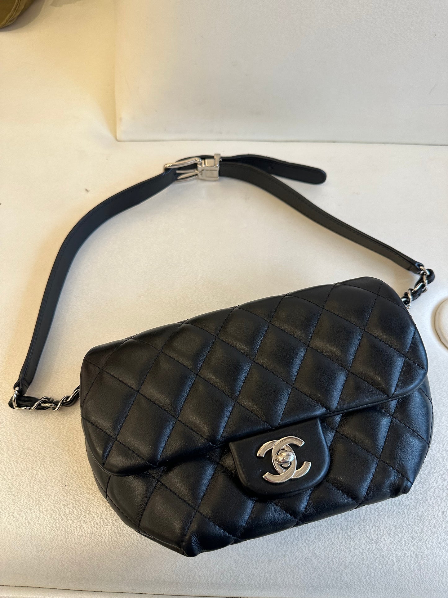 Chanel Black Lambskin Bum Bag SHW